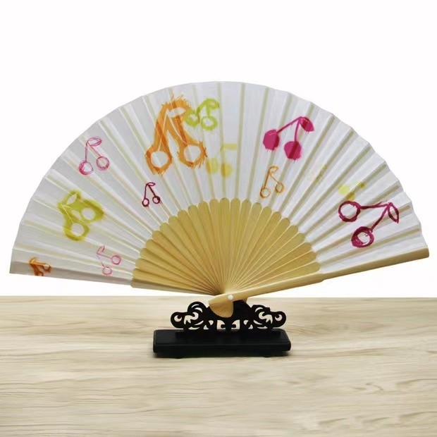 Big Clack Large Polyester Satin Bamboo Custom Hand Fan Rainbow Gay Pride 33Cm
