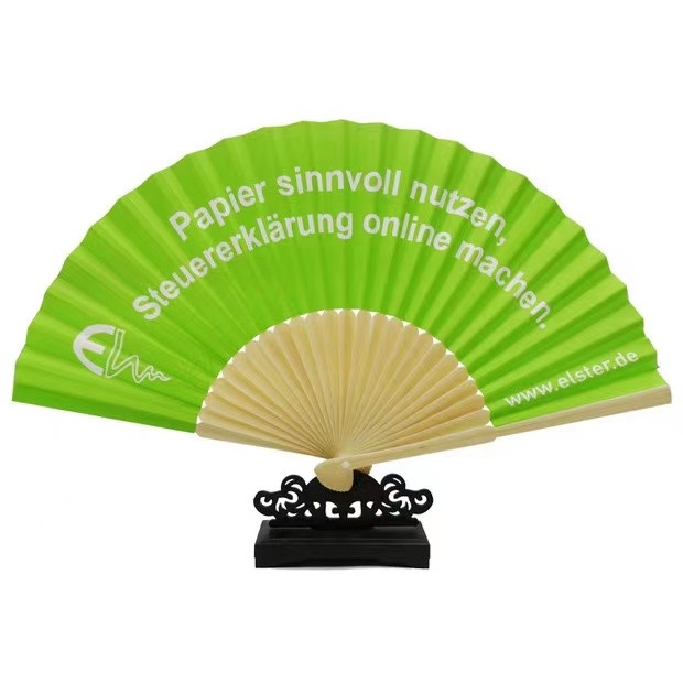 Chinese Personalized Paper Bamboo Hand Fan Custom Printed Folding Logo
