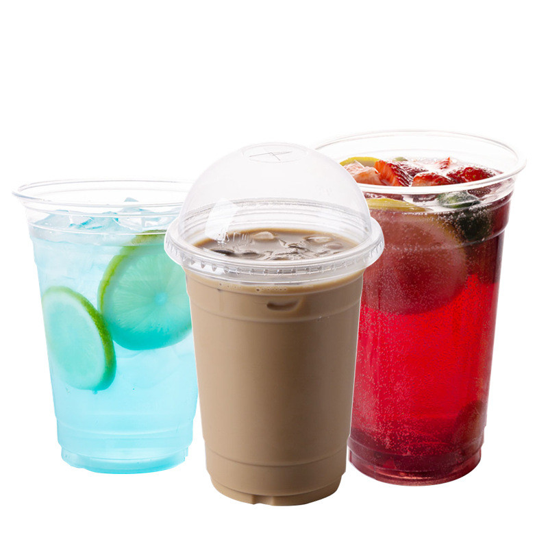 Wholesale 95mm Clear Plastic Cups PET Disposable Drinking Cup For Ice Coffee Juice Boba