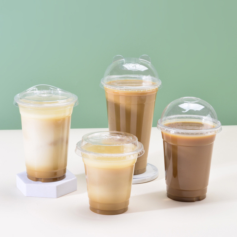 Wholesale 95mm Clear Plastic Cups PET Disposable Drinking Cup For Ice Coffee Juice Boba