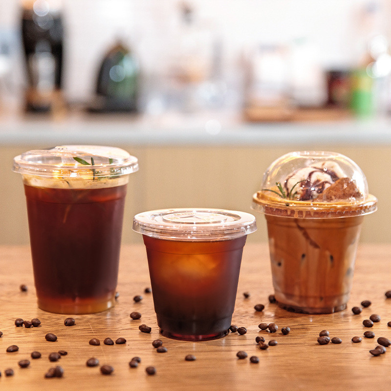 Wholesale 95mm Clear Plastic Cups PET Disposable Drinking Cup For Ice Coffee Juice Boba