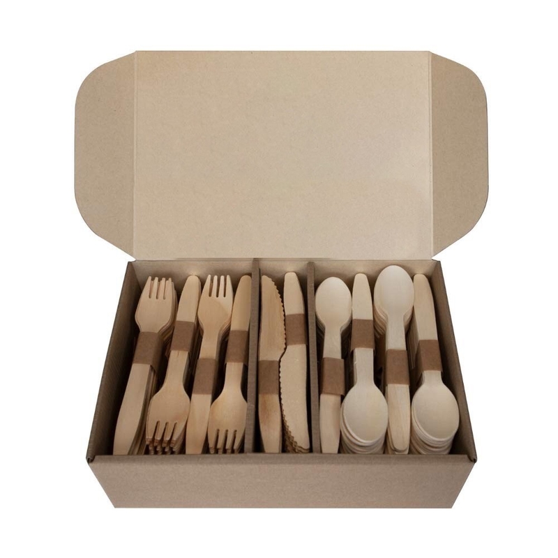 Eco Life Wooden Cutlery Factory Price Biodegradable Wooden Cutlery Set Kitchen Wooden Travel Cutlery Set