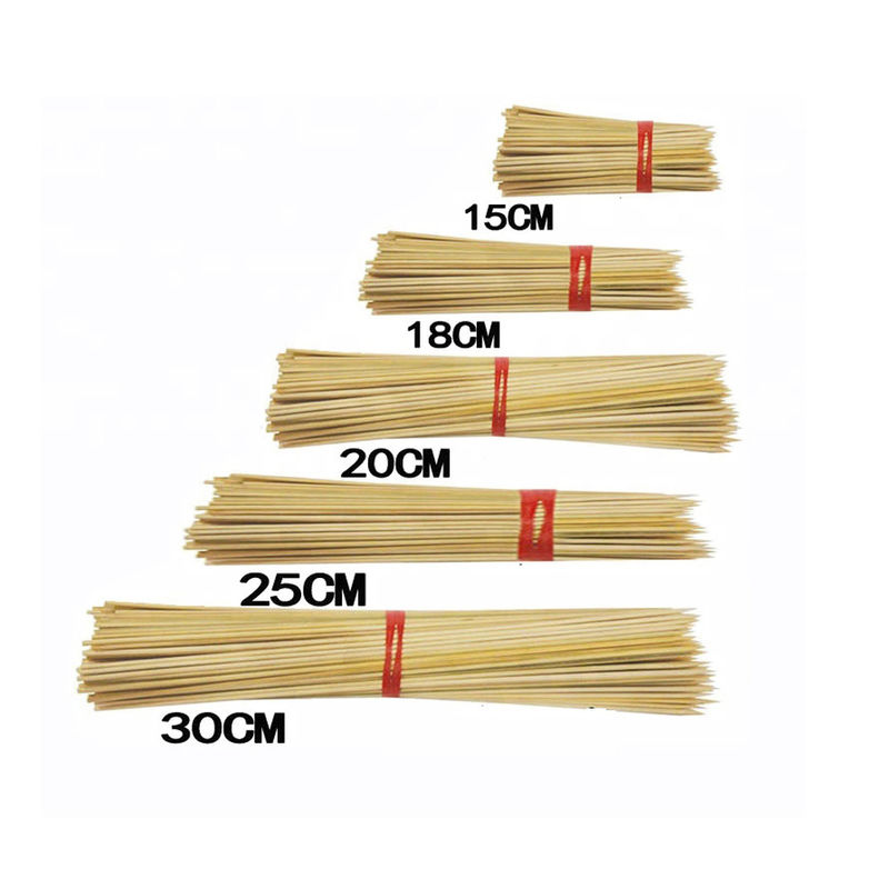 Biodegradable 40cm Bamboo Barbecue Skewers Round Kebab Bbq