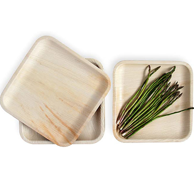 Biodegradable 6" Square Palm Leaf Serving Tray For Charcuterie