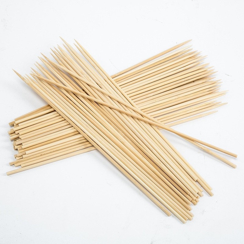 Round Bamboo Skewer Looped Sticks For Food And BBQ Grill