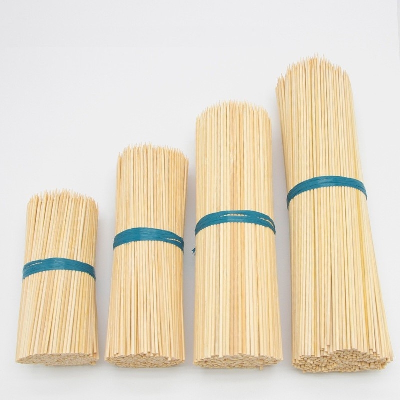 Round Bamboo Skewer Looped Sticks For Food And BBQ Grill