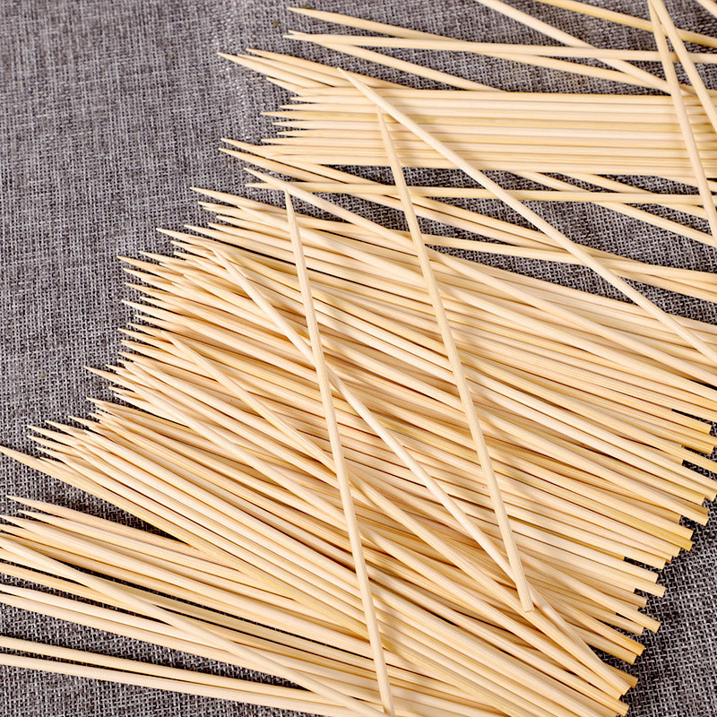 Round Bamboo Skewer Looped Sticks For Food And BBQ Grill